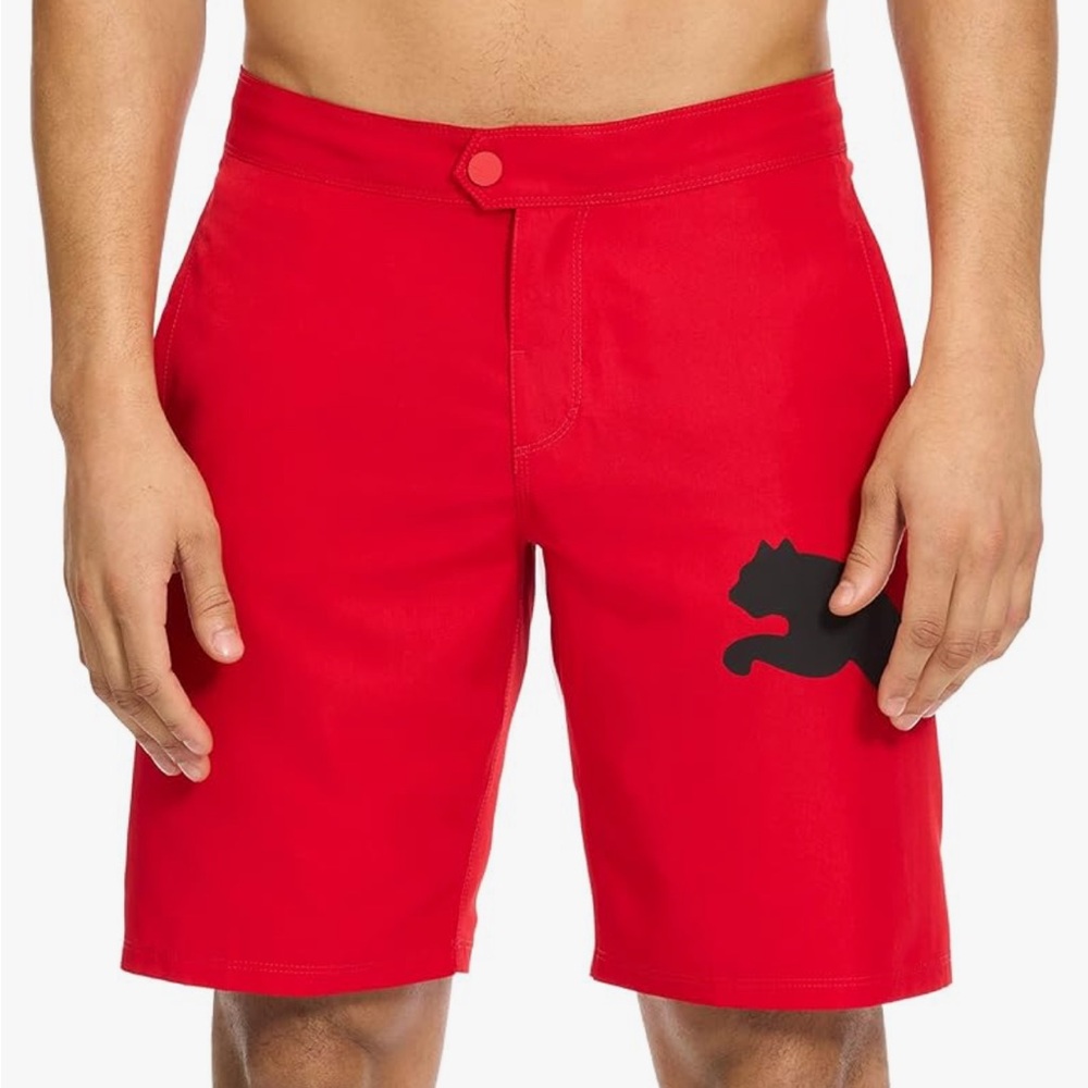 PUMA 34 Board Shorts Essential Core Board Short in High Risk Red 20” NWT